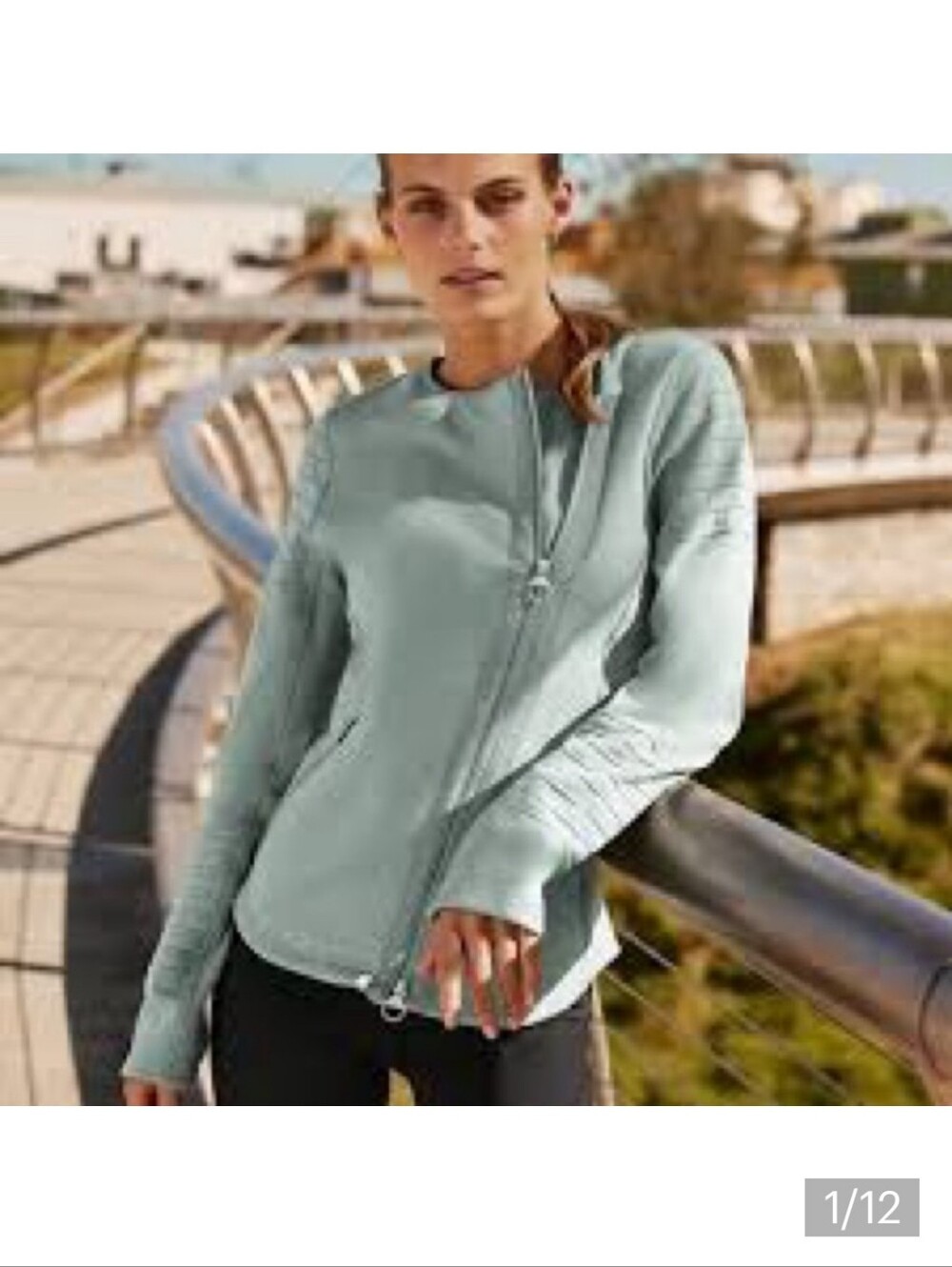 Athleta Moto Jacket in Sea Foam  Size Med